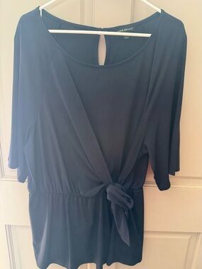Lane Bryant Navy Blue Tie-Front Blouse